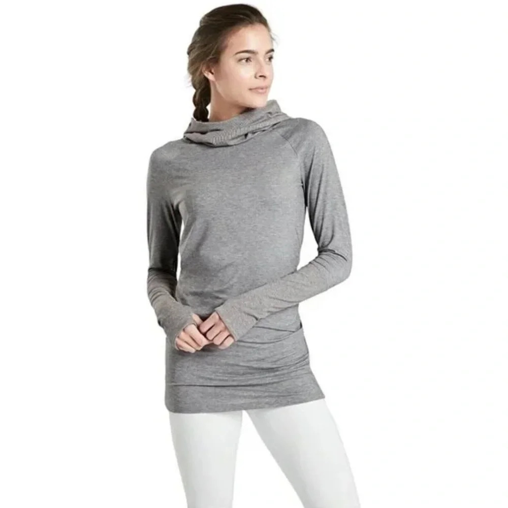 Athleta Essence Hooded Tunic‎ Grey Heather